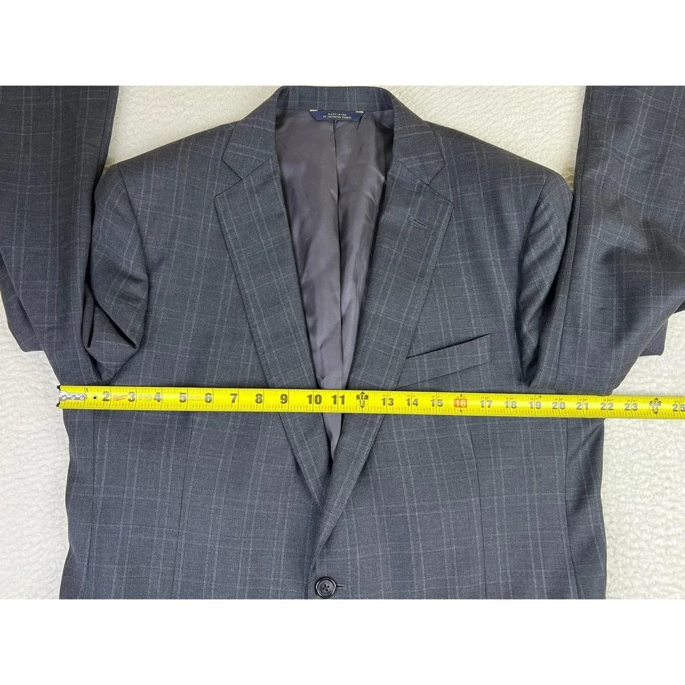 Brooks Brothers Suit Jacket Mens 44L Gray Plaid Drago Regent Wool 2 Button USA